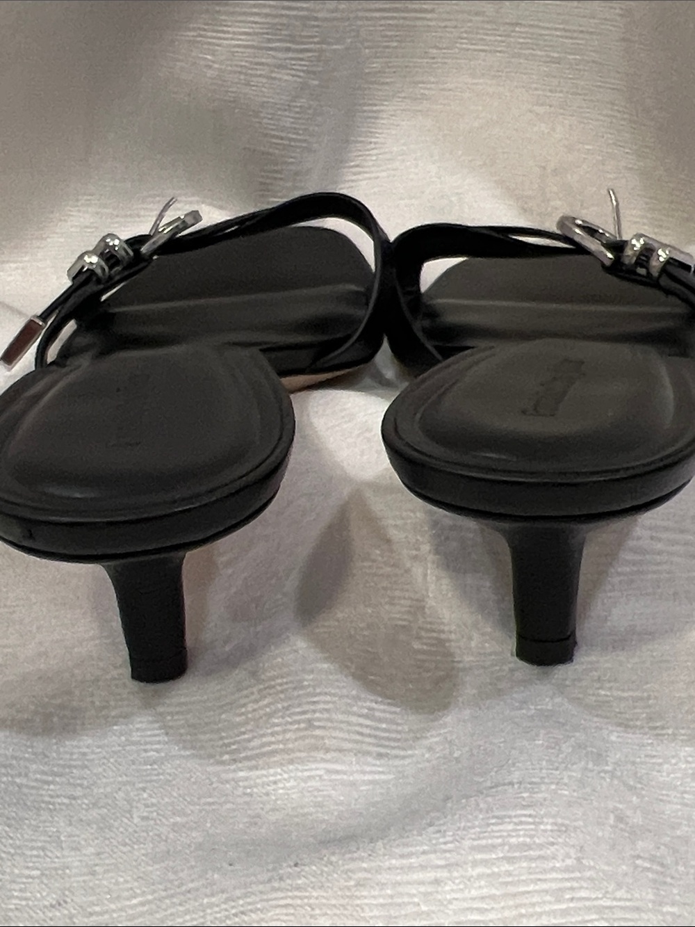 Women's Shiloh Black Leather Slide Sandals with Silver Buckle - Picture 11 of 12